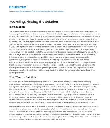 Recycling: Finding the Solution