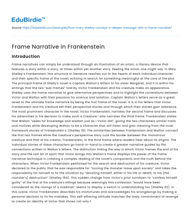 Frame Narrative in Frankenstein