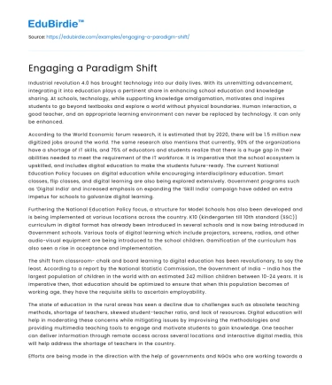 Engaging a Paradigm Shift