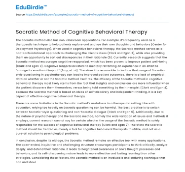 Socratic Method of Cognitive Behavioral Therapy