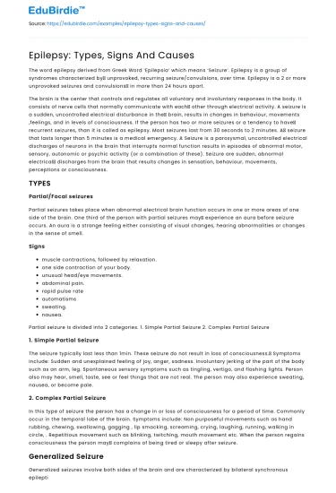 Epilepsy: Types, Signs And Causes