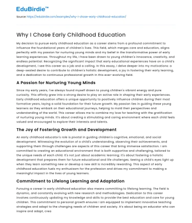 Why I Chose Early Childhood Education
