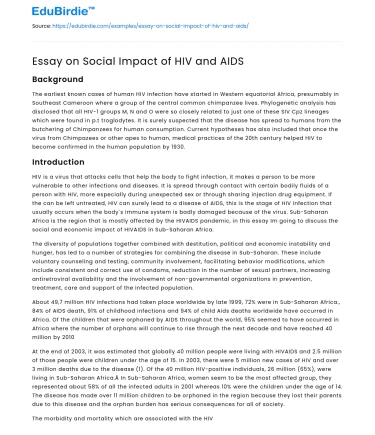 Essay on Social Impact of HIV and AIDS