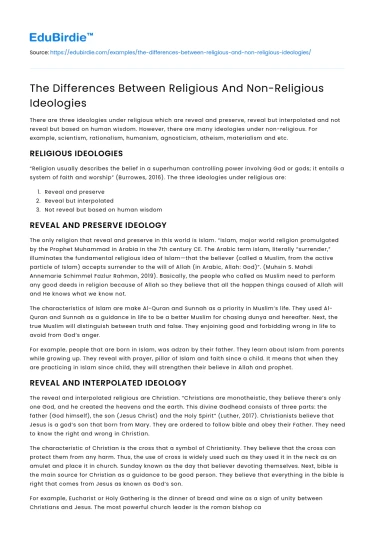 The Differences Between Religious And Non-Religious Ideologies