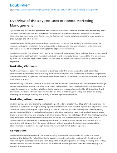 Strategic Insights into Honda’s Marketing Management
