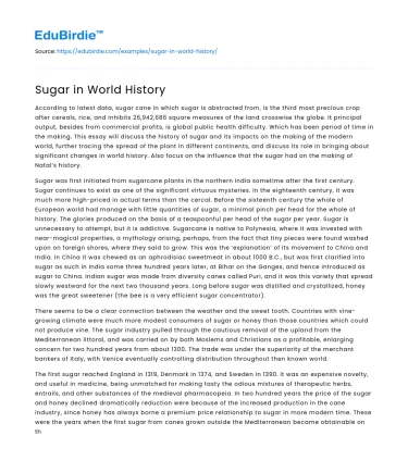 Sugar’s Transformative Role in Global History