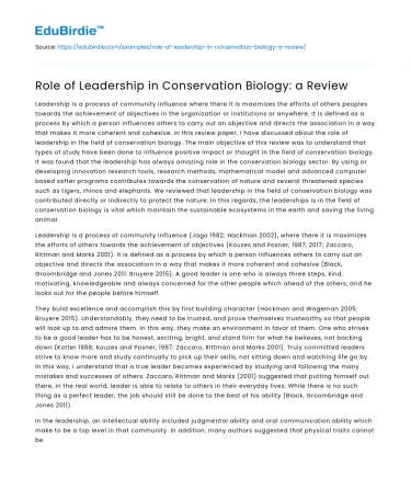 Role of Leadership in Conservation Biology