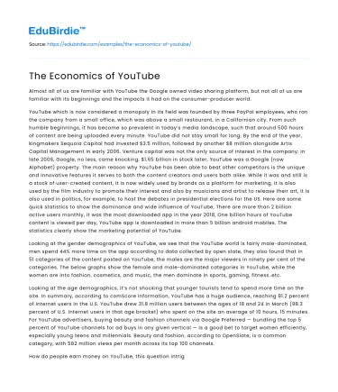 The Economics of YouTube