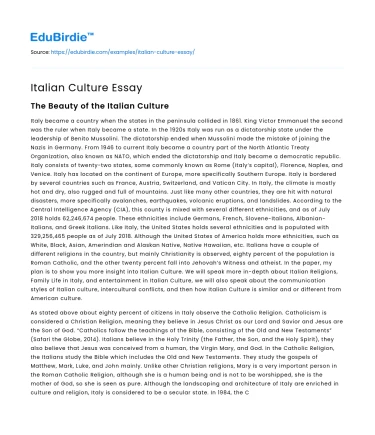 Italian Culture Essay