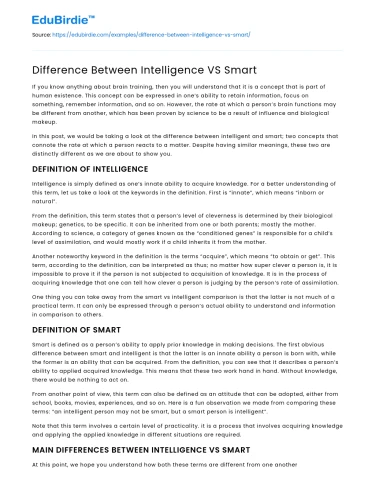 Difference Between Intelligence VS Smart