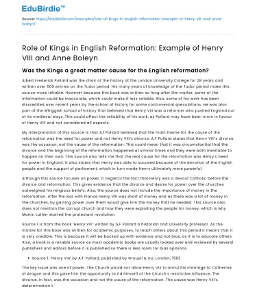 Henry VIII & Anne Boleyn: Kings’ Role in English Reformation