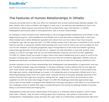 The Features of Human Relationships in Othello
