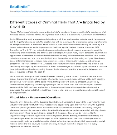 Different Stages of Criminal Trials That Are Impacted by Covid-19