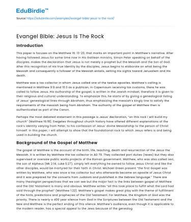 Evangel Bible: Jesus Is The Rock