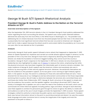 George W Bush 9/11 Speech Rhetorical Analysis