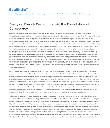 The French Revolution: Catalyst for Democratic Ideals