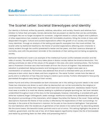 The Scarlet Letter: Societal Stereotypes and Identity