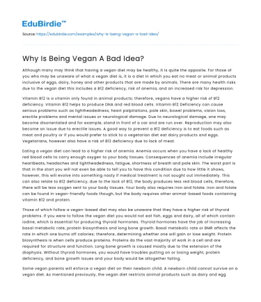 Why Is Being Vegan A Bad Idea?