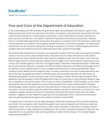 Pros and Cons of the Department of Education