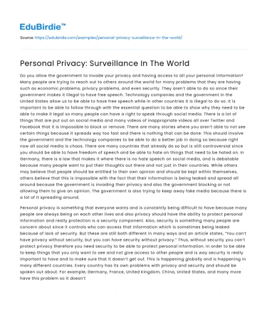 Privacy and Surveillance in Modern Society