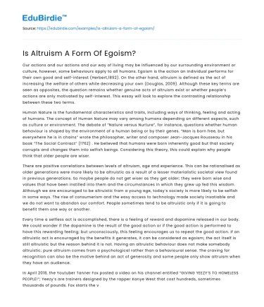 Is Altruism A Form Of Egoism?