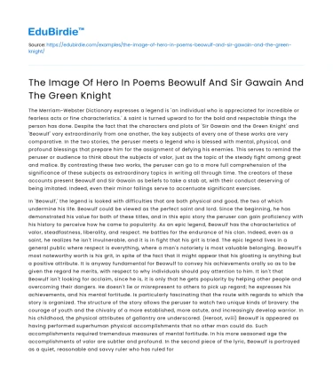 The Image Of Hero In Poems Beowulf And Sir Gawain And The Green Knight