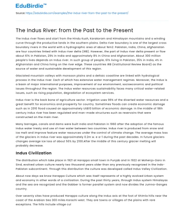 The Indus River: from the Past to the Present