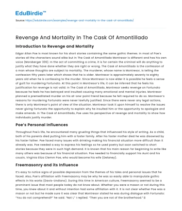 Revenge And Mortality In The Cask Of Amontillado