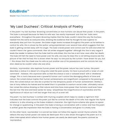 ‘My Last Duchess’: Critical Analysis of Poetry