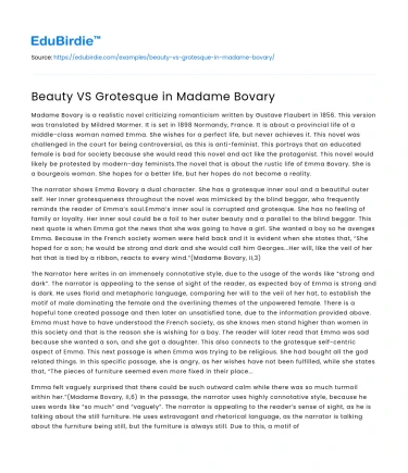 The Interplay of Beauty and Grotesque in Madame Bovary