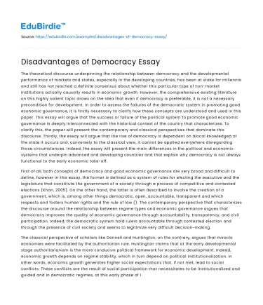 Disadvantages of Democracy Essay