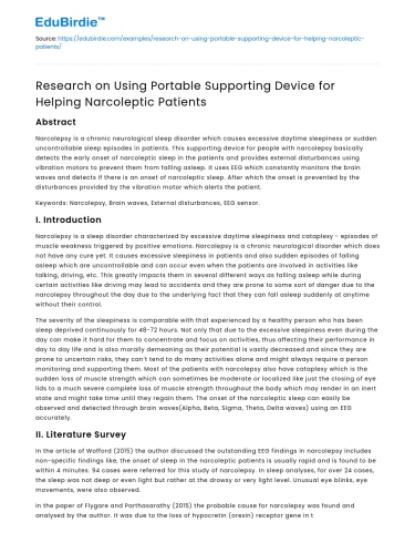 Portable Device for Narcolepsy Support