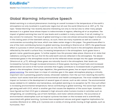 Global Warming: Informative Speech