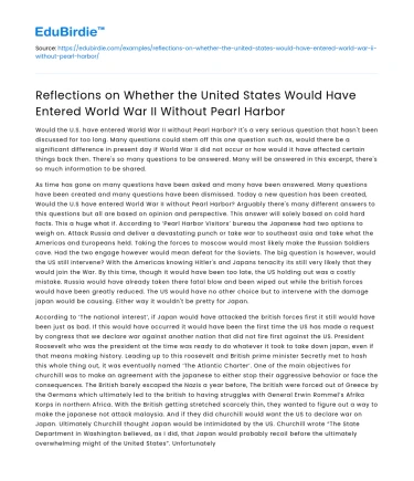 US Involvement in WWII: A Hypothetical Analysis