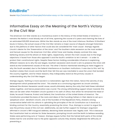 The Meaning of the North’s Victory in the Civil War