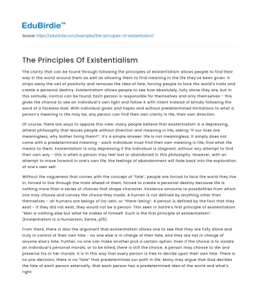 The Principles Of Existentialism