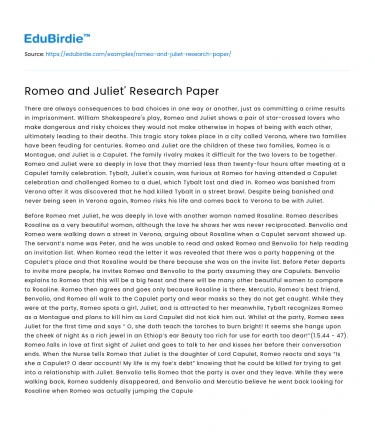 Romeo and Juliet’ Research Paper