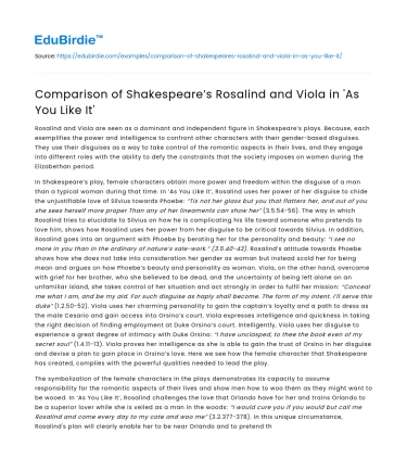 Comparison of Shakespeare’s Rosalind and Viola in ‘As You Like It’