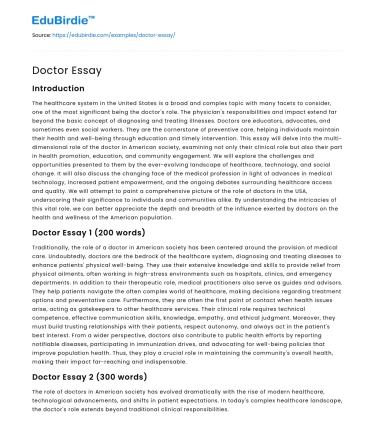 Doctor Essay