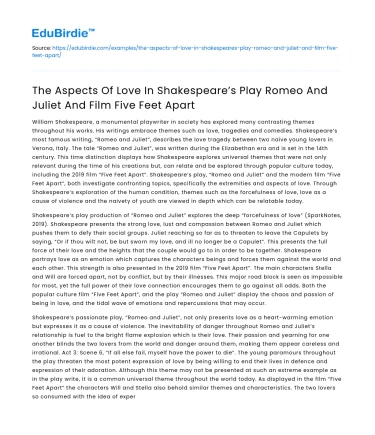 Love in Romeo and Juliet vs Five Feet Apart