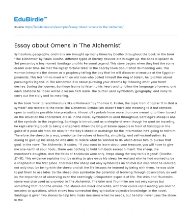 Essay about Omens in ‘The Alchemist’