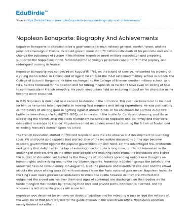 Napoleon Bonaparte: Legacy and Leadership