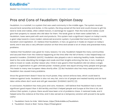 Pros and Cons of Feudalism: Opinion Essay