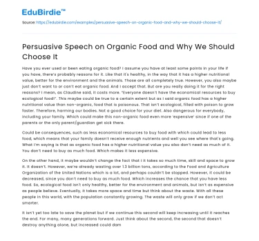 Organic Food for a Healthier Future