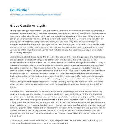 Glass Castle Analysis