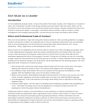 Elon Musk as a Leader