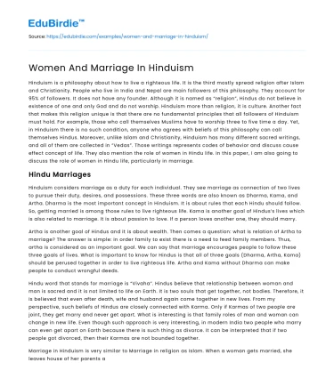 Women And Marriage In Hinduism