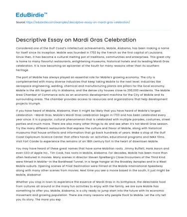 Descriptive Essay on Mardi Gras Celebration