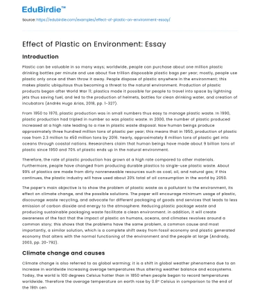 Effect of Plastic on Environment: Essay
