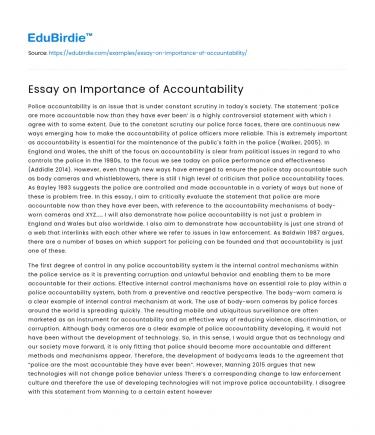 Essay on Importance of Accountability
